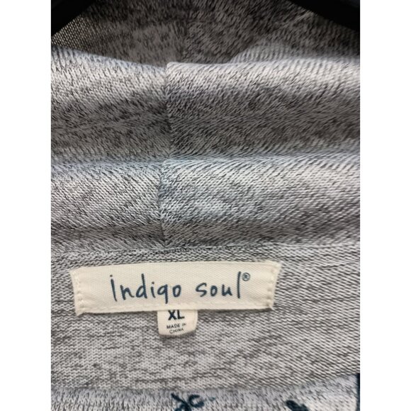 Indigo Soul Wearable Art Tunic Top Womens XL Gray Floral Embellished Cowl Neck - Picture 5 of 11